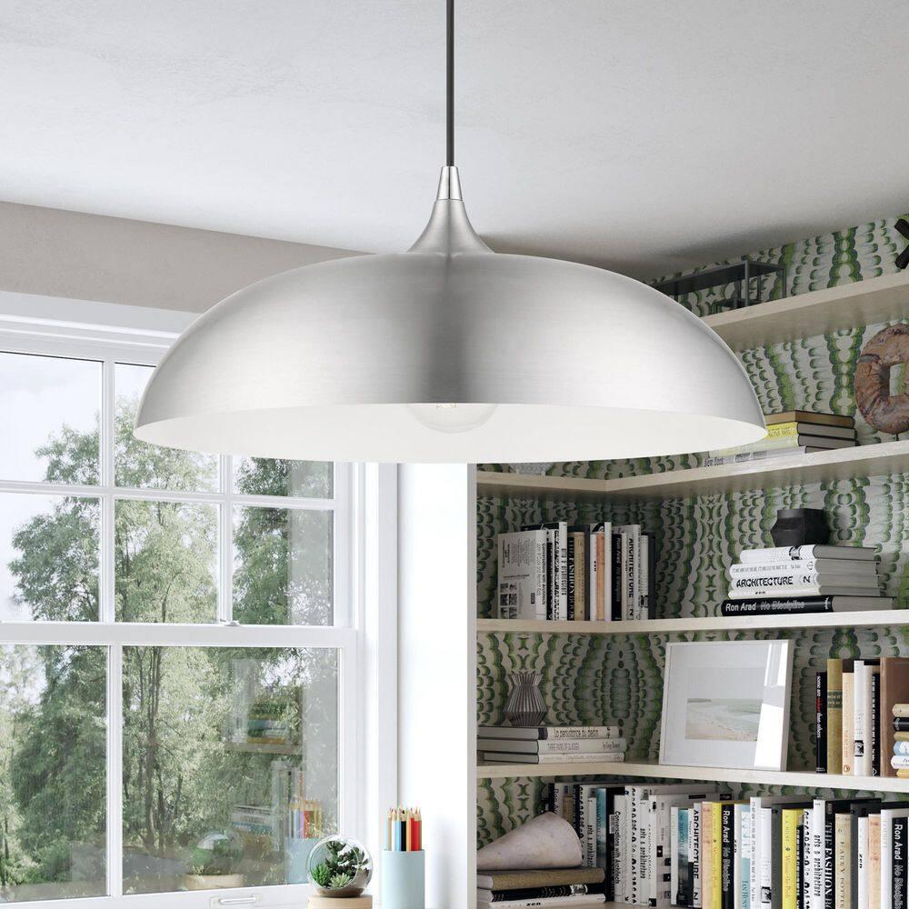 Livex Lighting Amador 1 - Light Pendant in  Brushed Aluminum/Polished Chrome