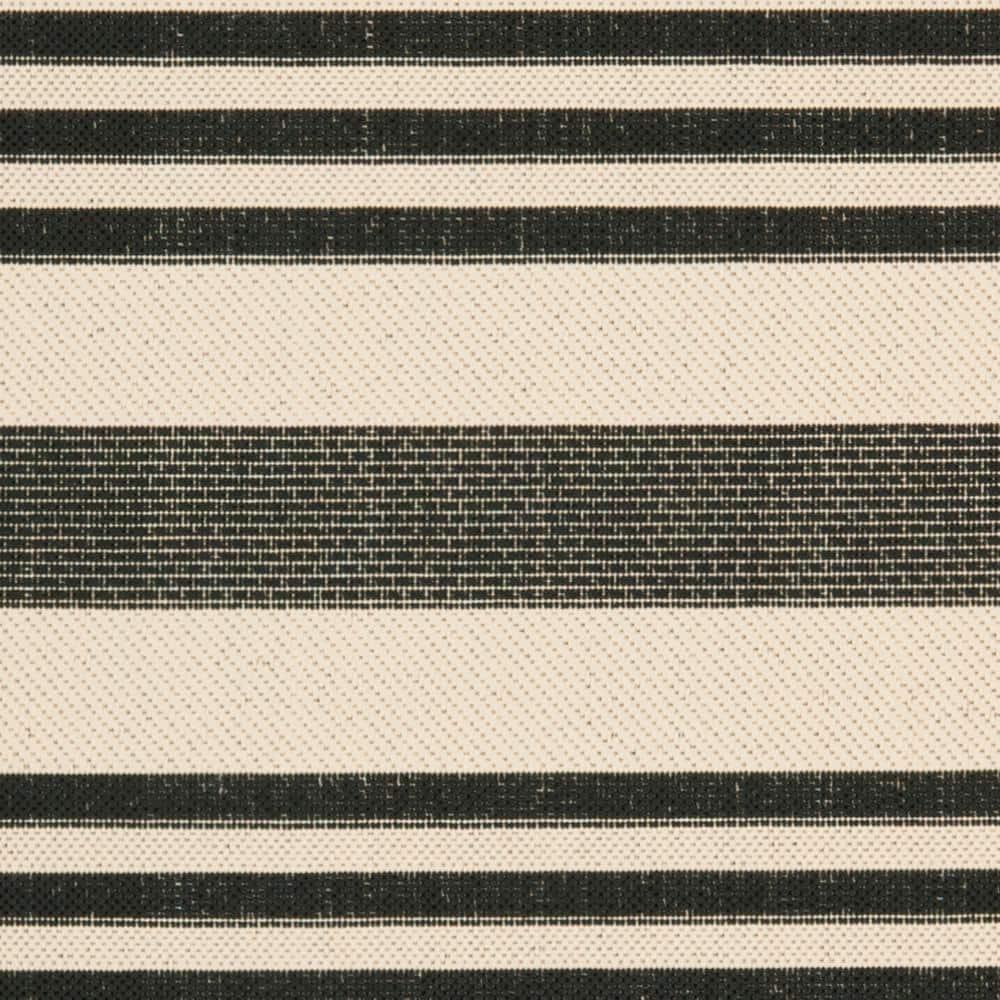 SAFAVIEH Courtyard Caroline Striped Indoor/Outdoor Area Rug, 4' x 5'7", Black/Bone