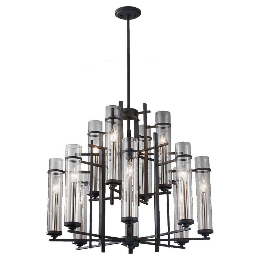 Generation Lighting Ethan 30" Forged Iron 2-Tier 12-Light Chandelier