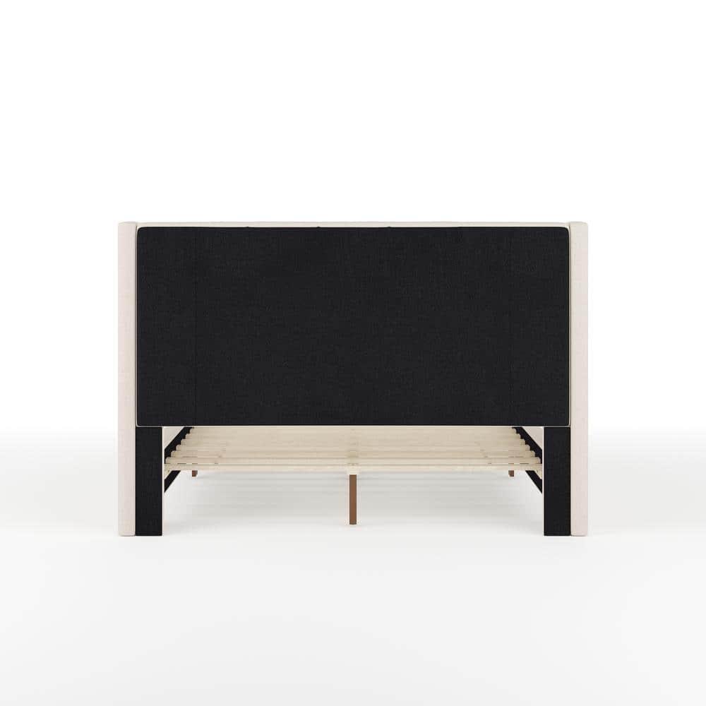 Martha Stewart Martha Stewart Kay Upholstered Platform Bed With Channel Stitched Wingback Headboard