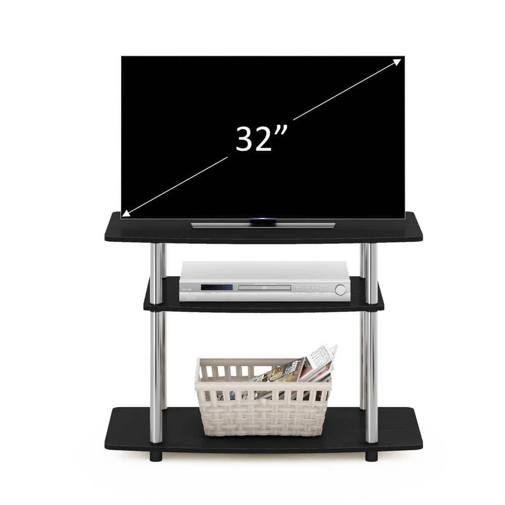 FETON Turn-N-Tube No Tools 3-Tier Entertainment Center TV Stand for TV up to 32 Inch, Stainless Steel Tubes, Americano/Chrome