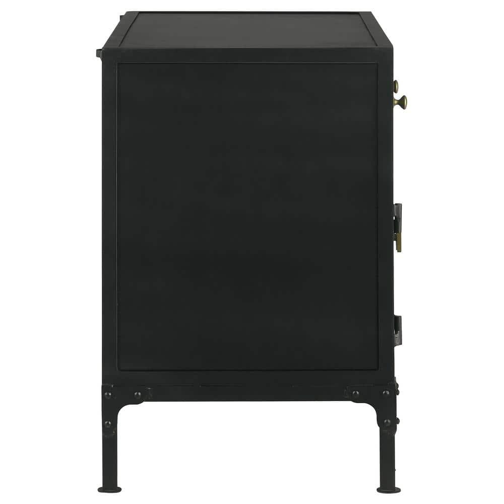 Coaster Sadler 2-drawer Metal Accent Cabinet with Glass Doors Black