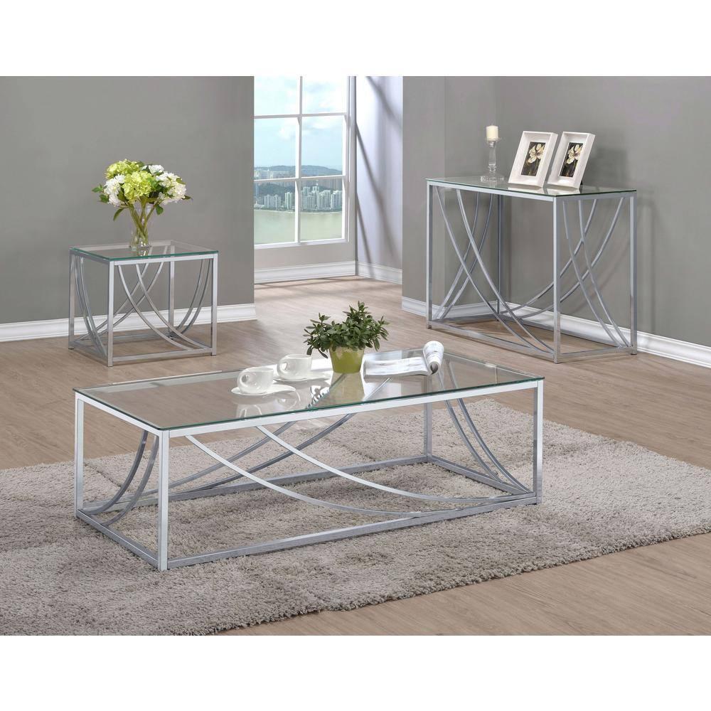 Lille Square End Table with Glass Top Chrome - Coaster