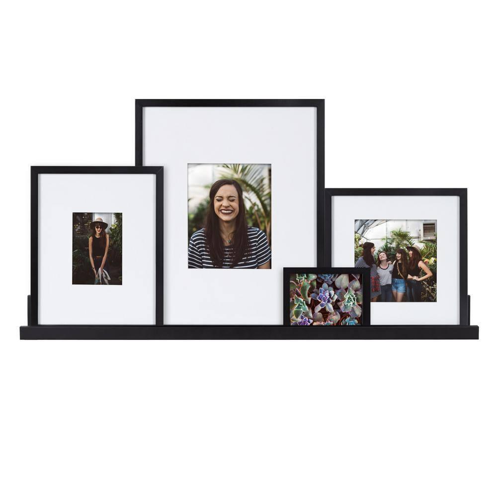 5pc Gallery Frame/Shelf Box Set Black - Kate & Laurel All Things Decor: Wall Ledge, Wood, Modern Decor Style