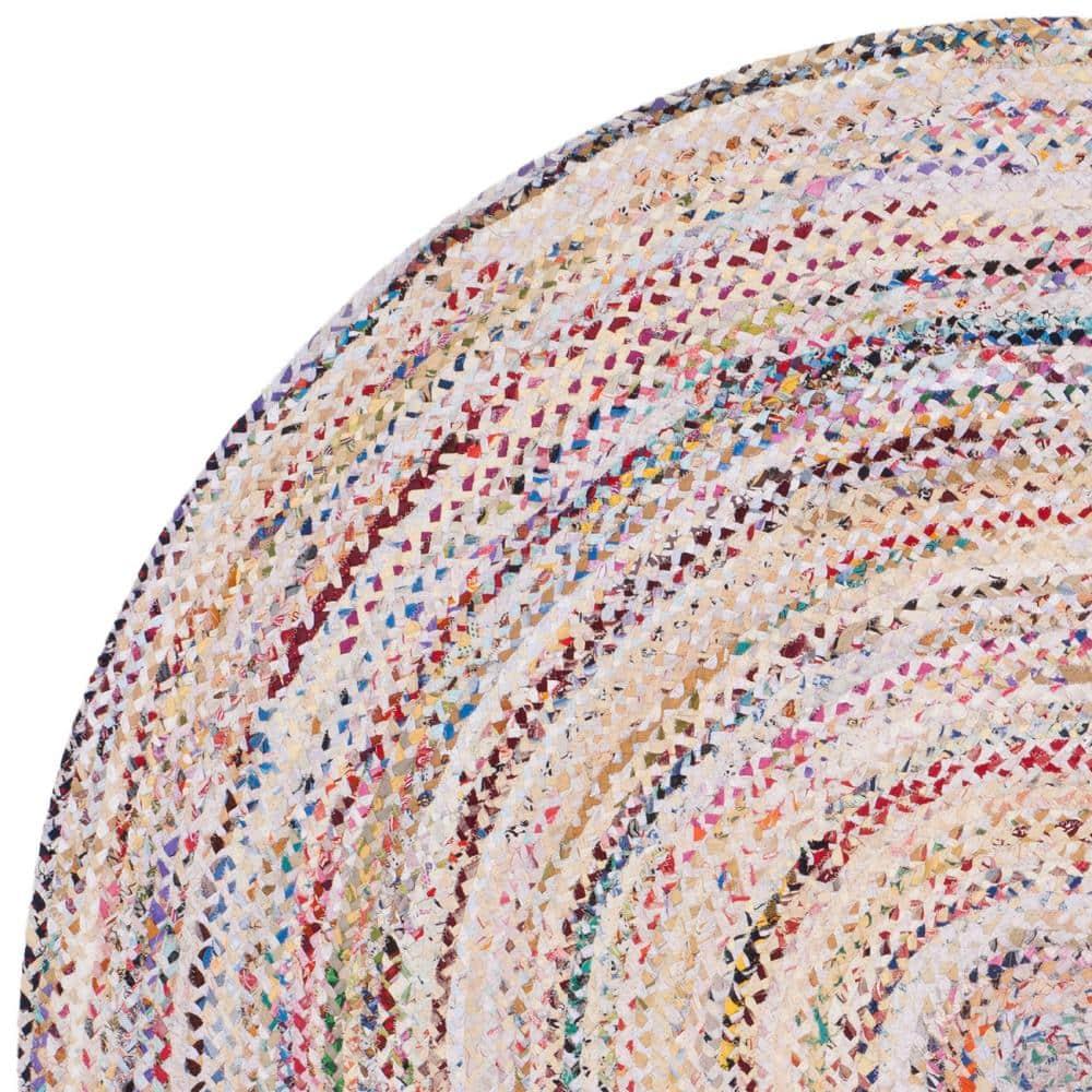 Braided BRD210 Hand Woven Area Rug - Ivory/Multi - 3'x3' - Safavieh.