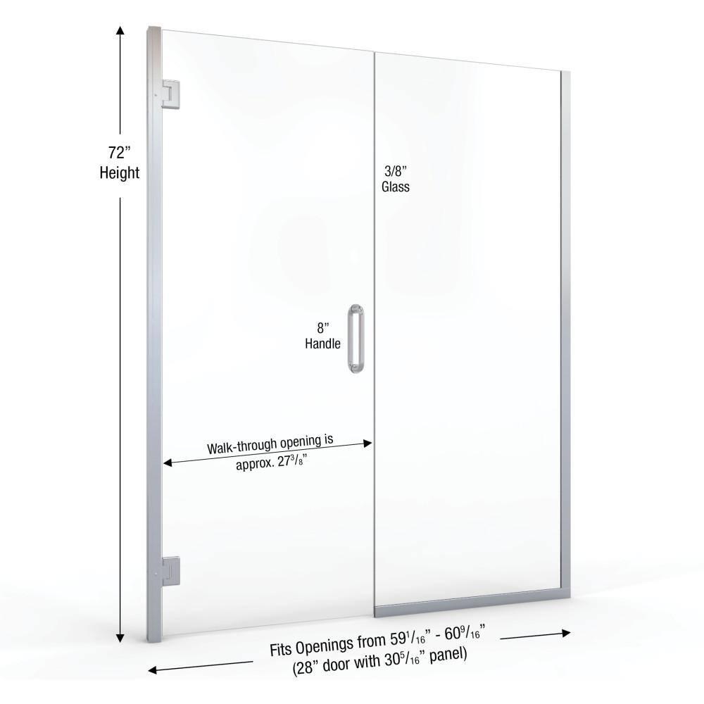 Coppia 60" W x 72" H Frameless Shower Door