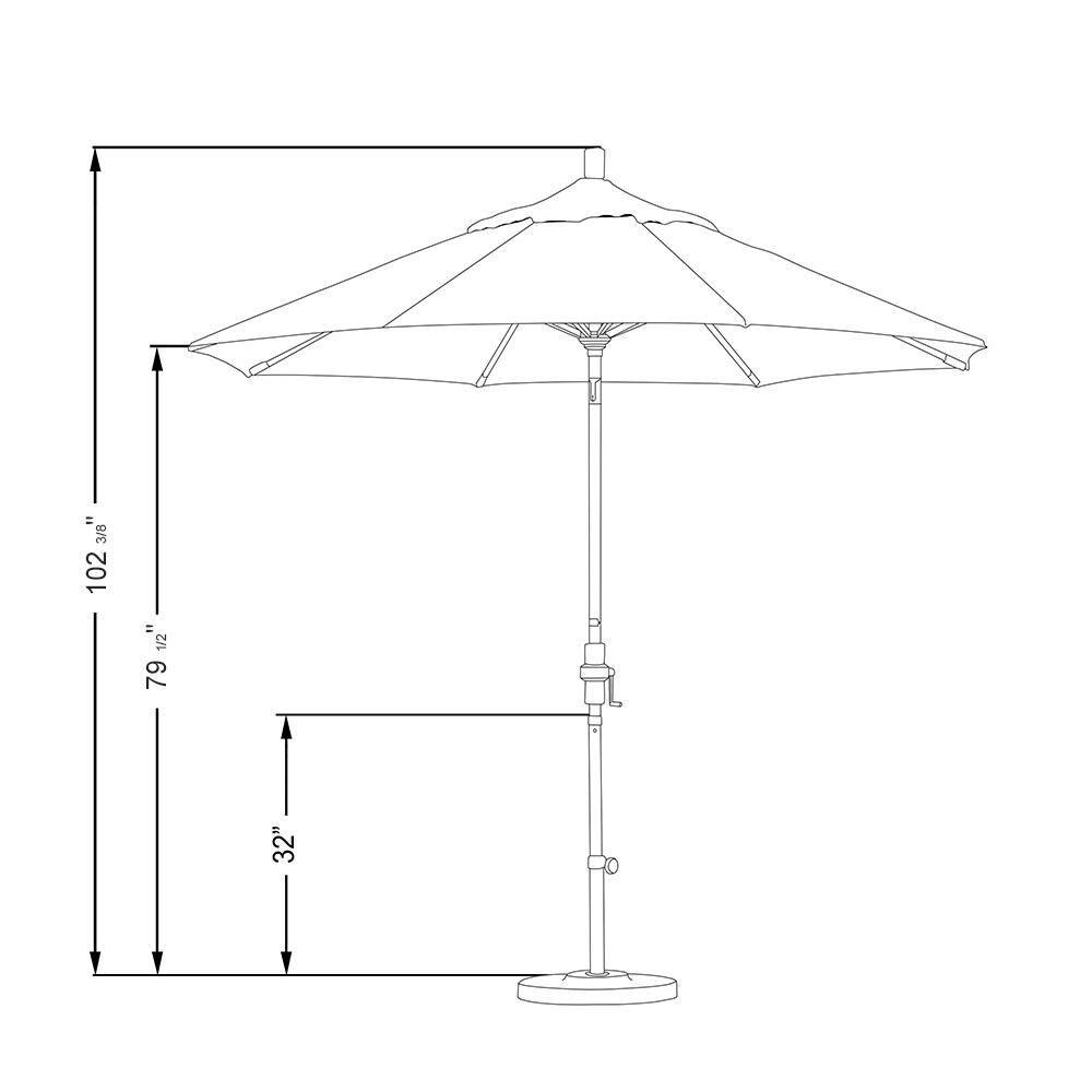 California Umbrella 9' Round Aluminum Patio Umbrella, Crank Lift, Collar Tilt, White Pole, Natural