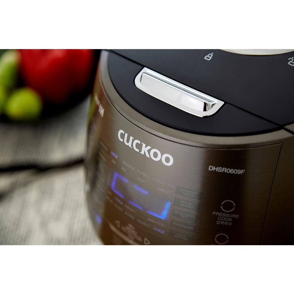 CUCKOO 6-Cup Induction Heating Pressure Rice Cooker with Nonstick Inner Pot, 21 Menu Modes, Fuzzy Logic Tech, 3 Voice Guide, Auto Clean (Dark Grey) CRP-DHSR0609FD