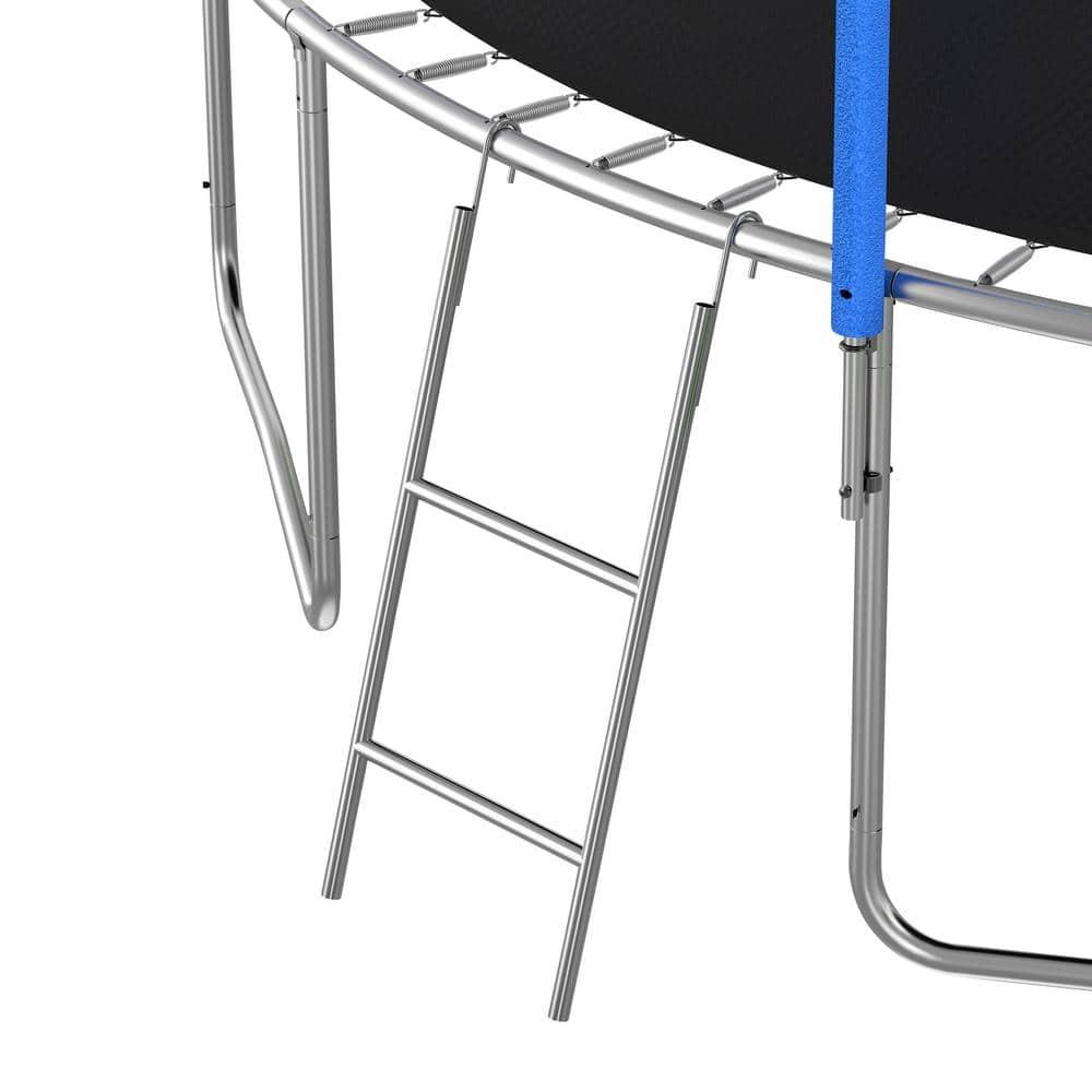 12FT Trampoline with Slide and Swings,Kids Outdoor Trampoline with Safety Enclosure Net and Basketball Hoop, Sports Fitness Recreational Trampolines with Ladder for Kids,Adults
