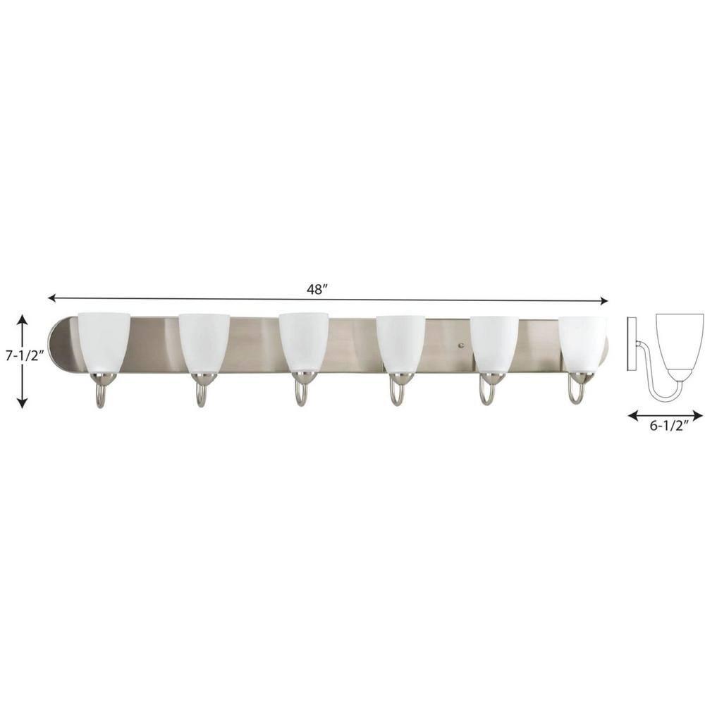 Progress Lighting Gather 6-Light Bath Bracket, Brushed Nickel, Etched Glass Shades