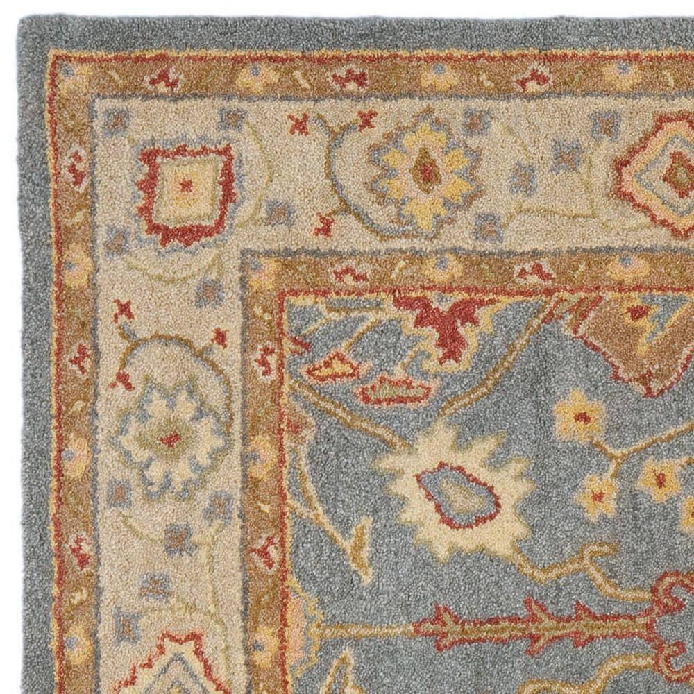 SAFAVIEH Antiquity Chanelle Traditional Wool Area Rug, Blue/Ivory, 8' x 8' Square