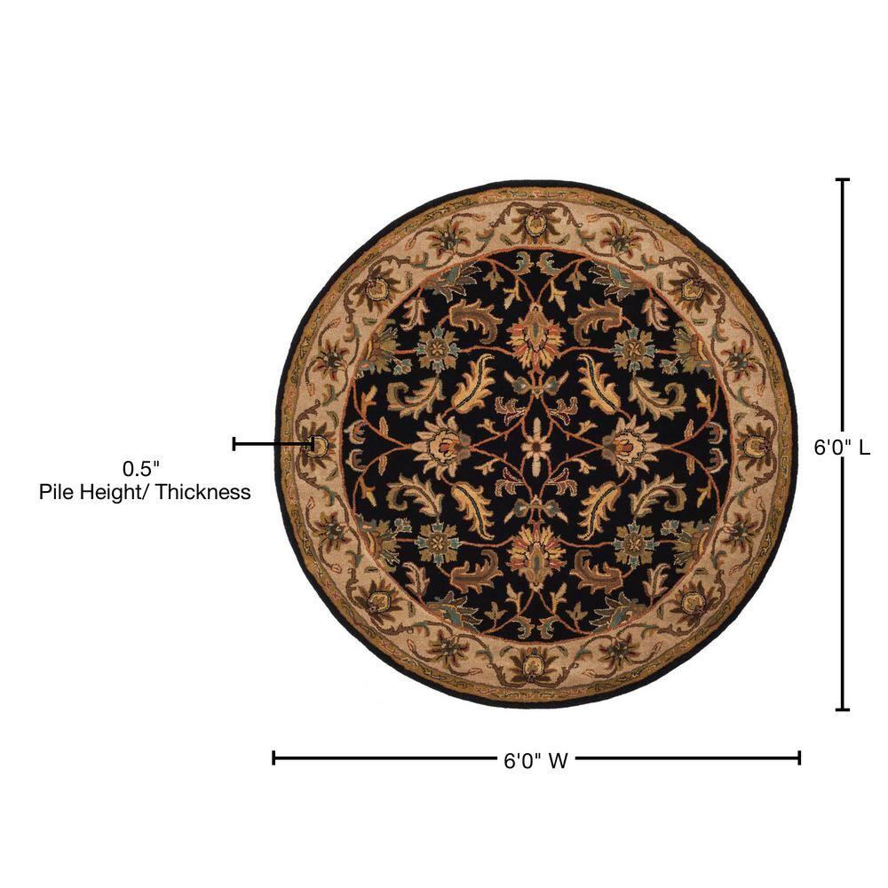 Heritage HG628 Hand Tufted Area Rug - Black/Beige - 6' Round - Safavieh.