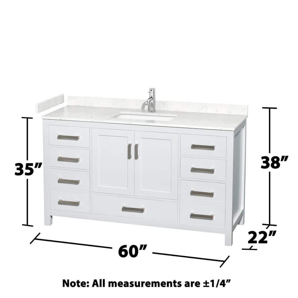 Wyndham Collection Sheffield 60" Freestanding Single Bathroom Vanity with Cultured Marble Top