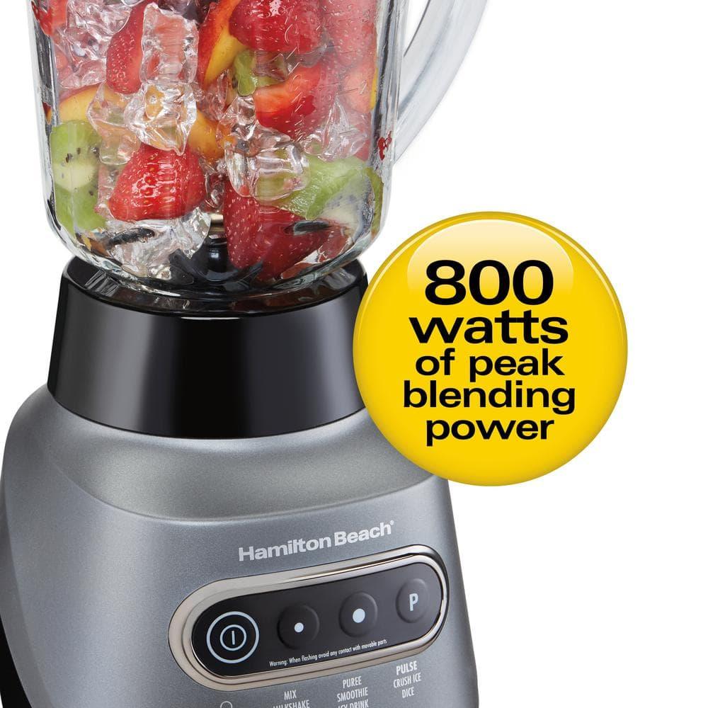 Hamilton Beach Wave Crusher Blender, 40 oz Glass Jar and 20 oz Travel Jar for Shakes and Smoothies, Grey, 58181