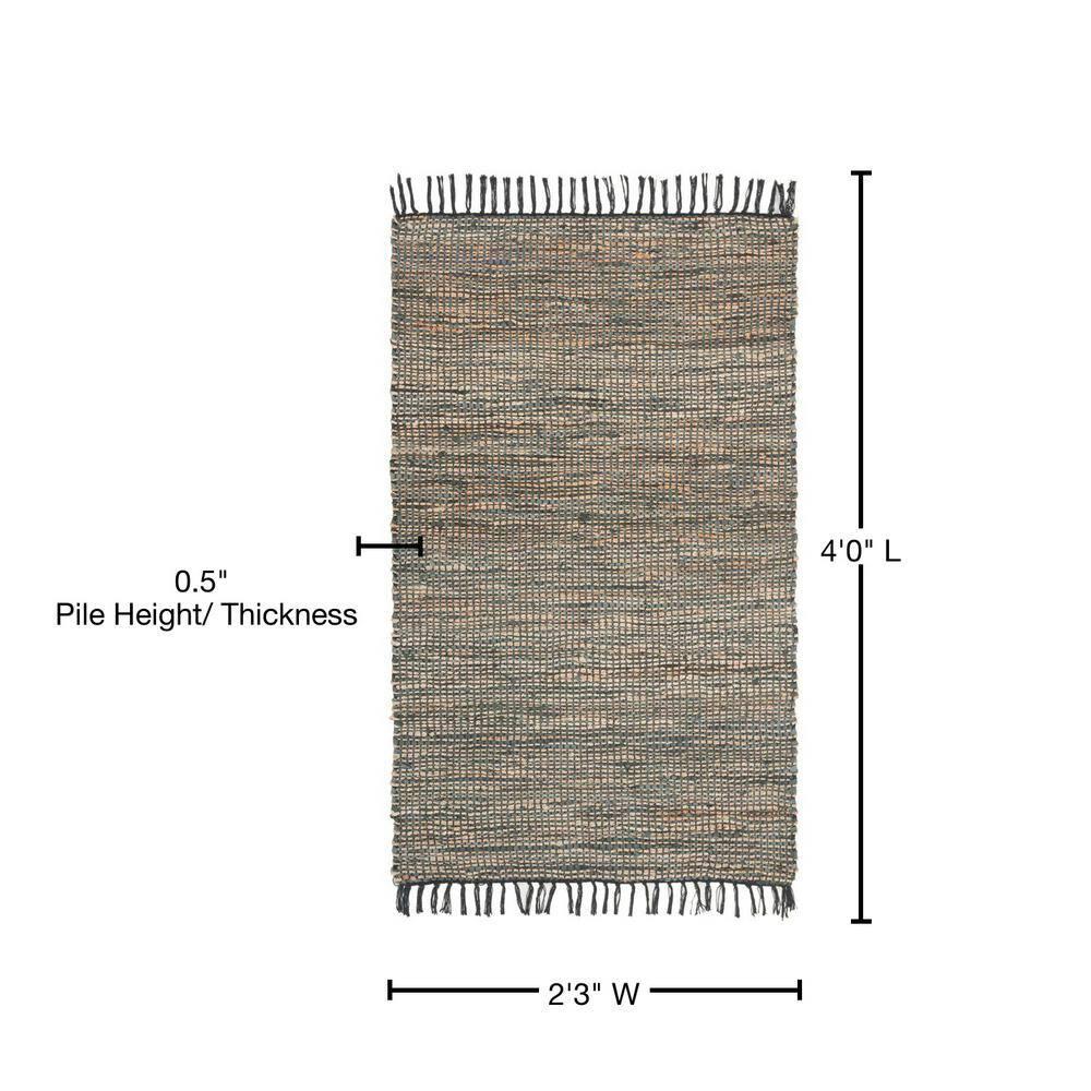 Vintage Leather VTL203 Hand Woven Indoor Accent Rug - Grey - 2'3"x4' - Safavieh