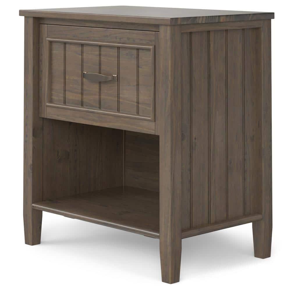 Lev SOLID WOOD 24" Wide Transitional Bedside Nightstand Table in Smoky Brown