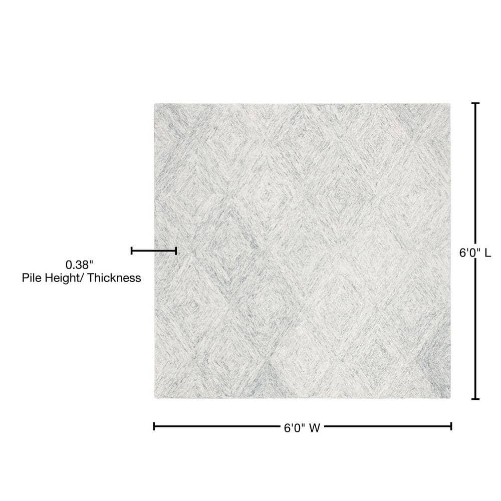 Abstract ABT767 Hand Tufted Area Rug - Silver - 6' X 6' Square - Safavieh.