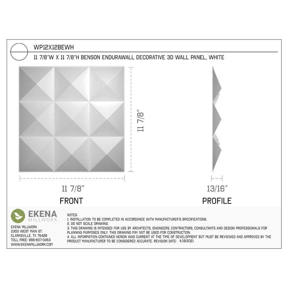 Ekena Millwork Benson EnduraWall Decorative 3D Wall Panel (Set of 20)