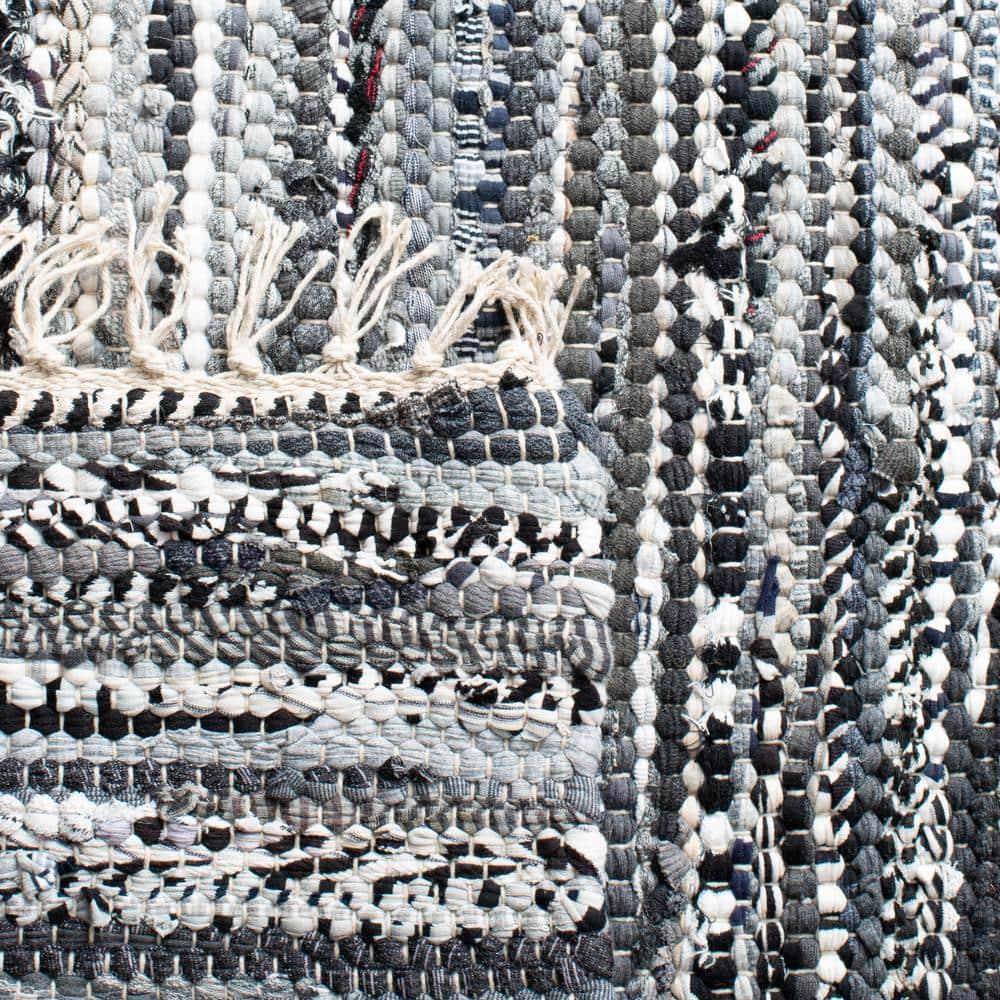 SAFAVIEH Rag Dania Striped Cotton Area Rug, Grey, 10' x 14'