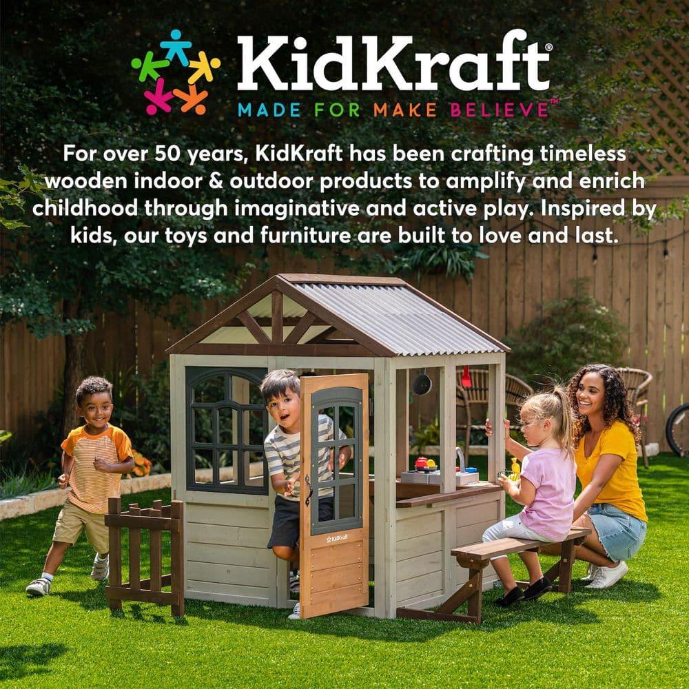 KidKraft Treasure Cove Wooden Swing Set with Slides and Rock Wall