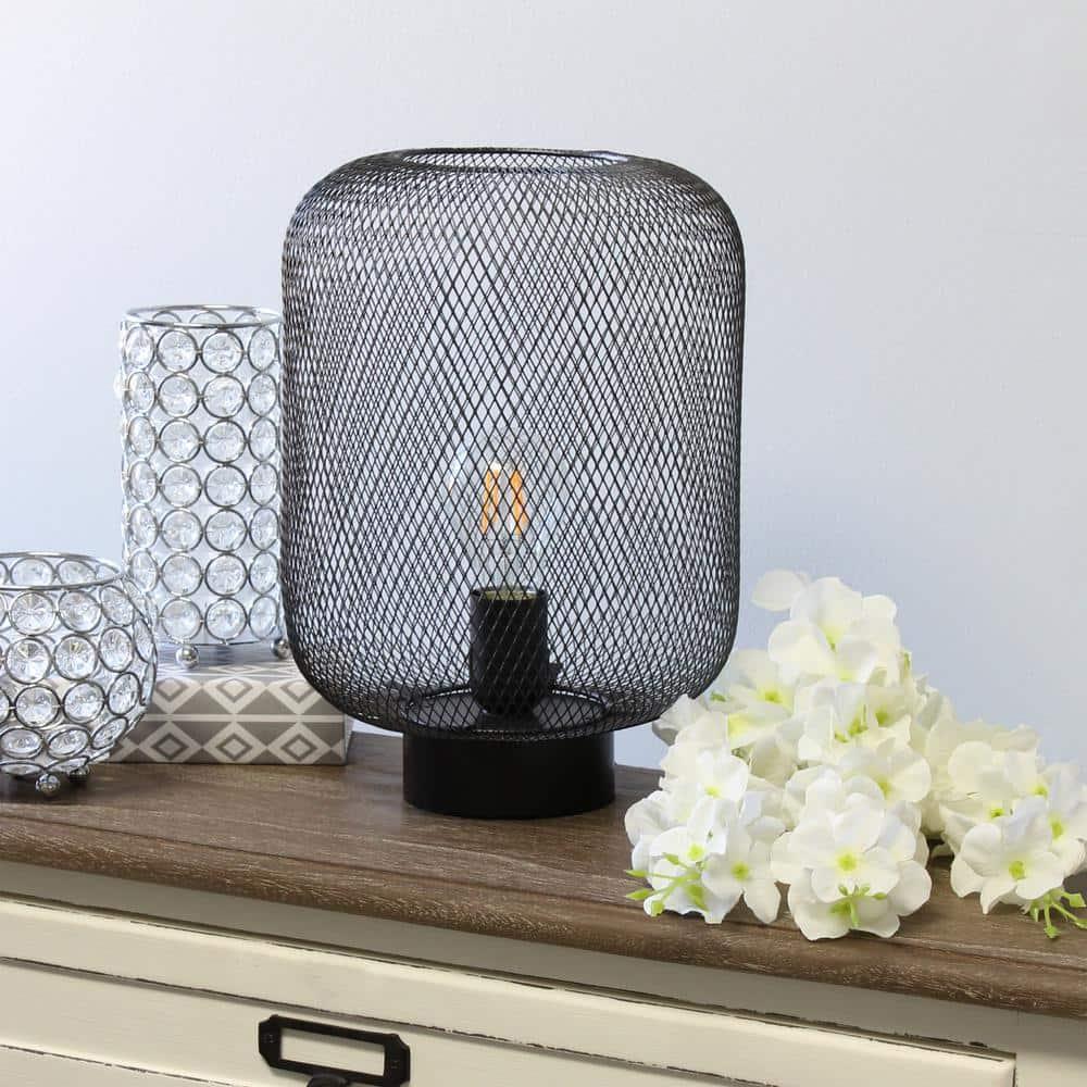 Metal Mesh Industrial Table Lamp Black - Simple Designs: ETL Listed, No Assembly Required