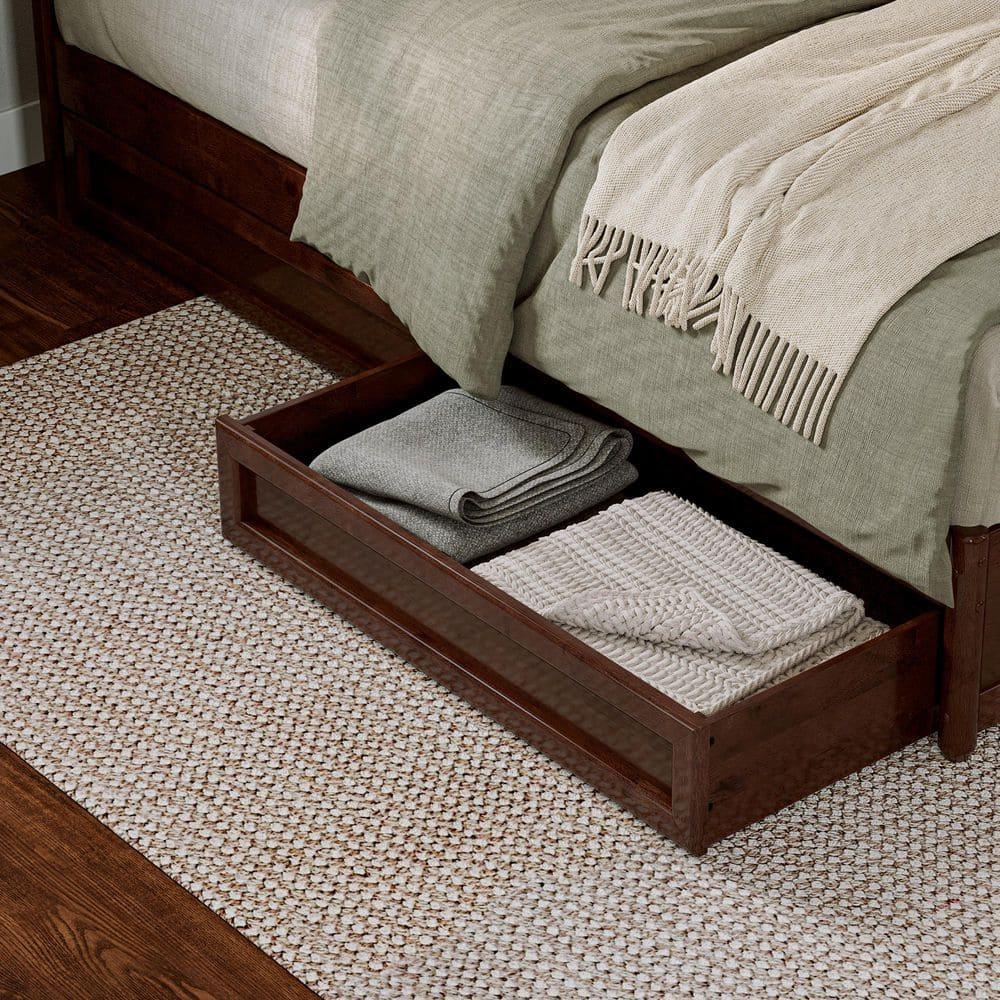 AFI, Andorra King Platform Bed with Panel Footboard and Storage Drawers, Walnut