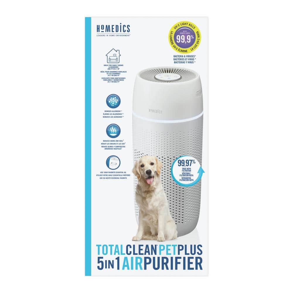 HoMedics PetPlus Large Room Air Purifier with UV-C Technology: Electric, 3 Settings, CARB Certified, 100-300 sq. ft.