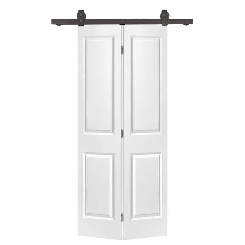 Calhome Paneled MDF Composite Bifold Barn Door with Installation Hardware Kit