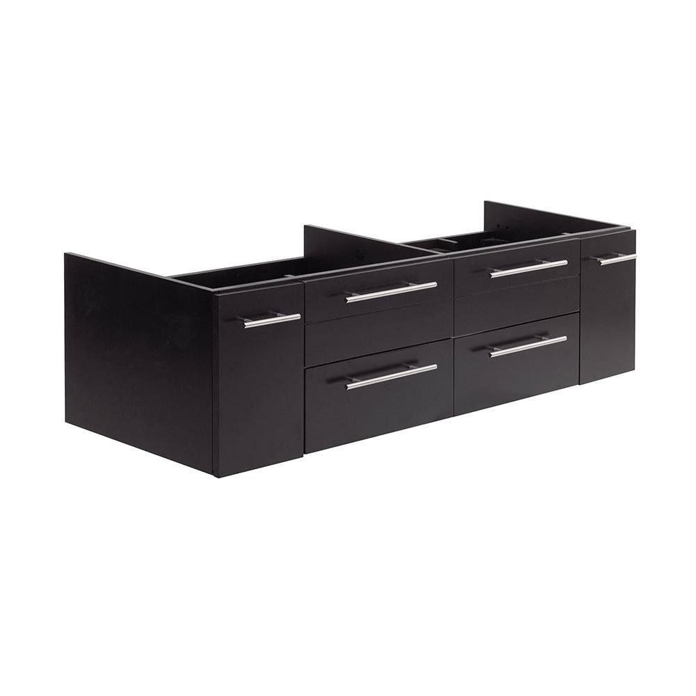 Fresca Lucera 60" Wall Mount Double Undermount Sink Bathroom Vanity Base Only (Top & Sink Not Included)