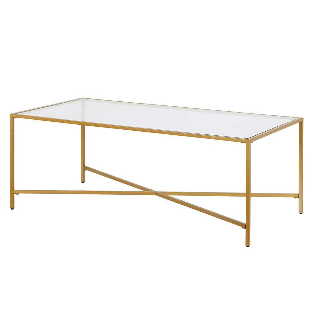 Henn&Hart Brass Coffee Table with Glass Top