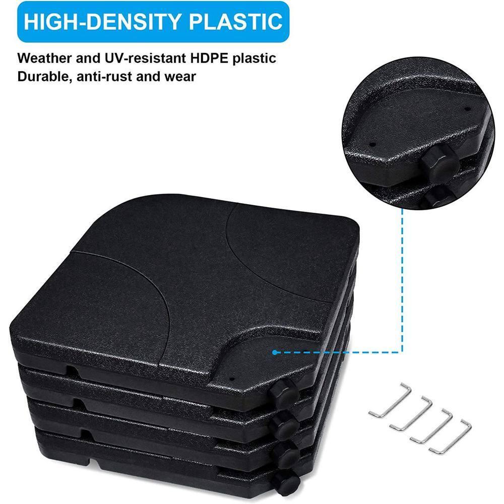 IVV 4PCS Patio Cantilever Offset Umbrella Base, Square Shaped Sand/Water Filled Weight Stand, Outdoor Umbrella Base Plate w/Heavy Duty Plastic, 39" x 39" Umbrella Base (Black)