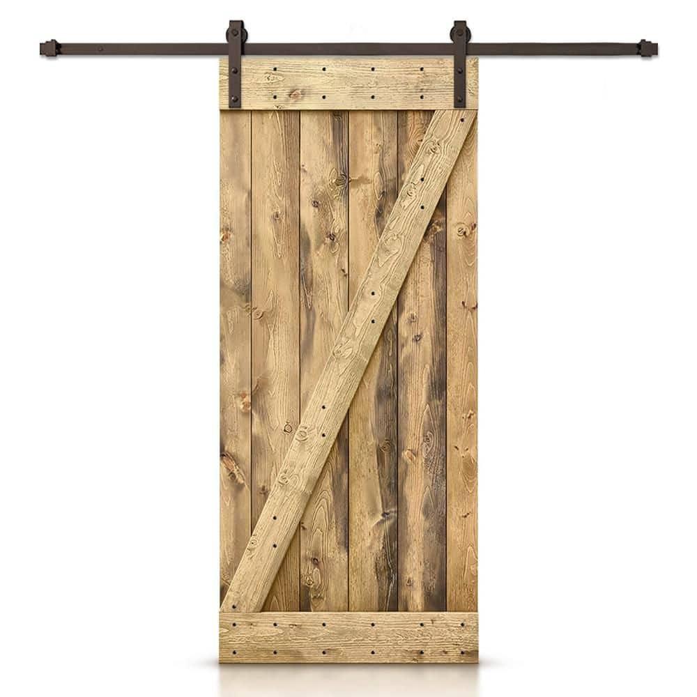 Calhome Solid Wood Paneled Painted with Installation Hardware Kit Barn Door