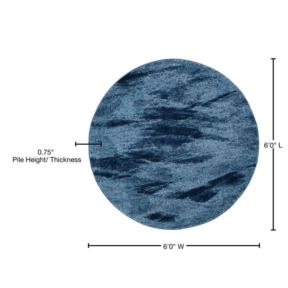 Retro RET2891 Power Loomed Indoor Area Rug - Light Blue/Blue - 6' round - Safavieh.