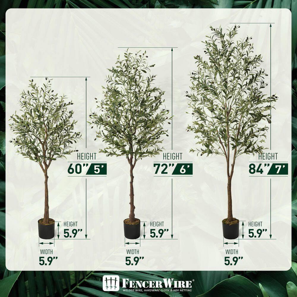 CAPHAUS CAPHAUS Artificial Olive Tree with Fruit, Fake Potted Topiary Tree with Dried Moss, 5 / 6 / 7 Feet