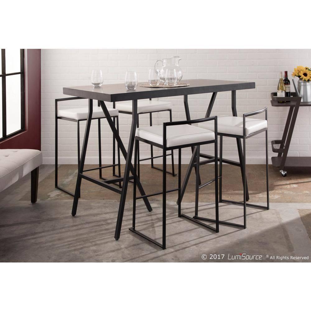 Set of 2 26" Fuji Contemporary Counter Height Barstools White: Padded, Stackable - LumiSource