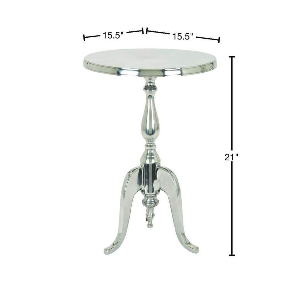 Aluminum Accent Table with Pedestal Base Silver - Benzara