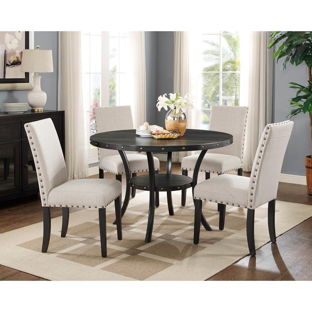 New Classic Furniture Crispin 48" Round Melamine Wood Dining Table in Gray