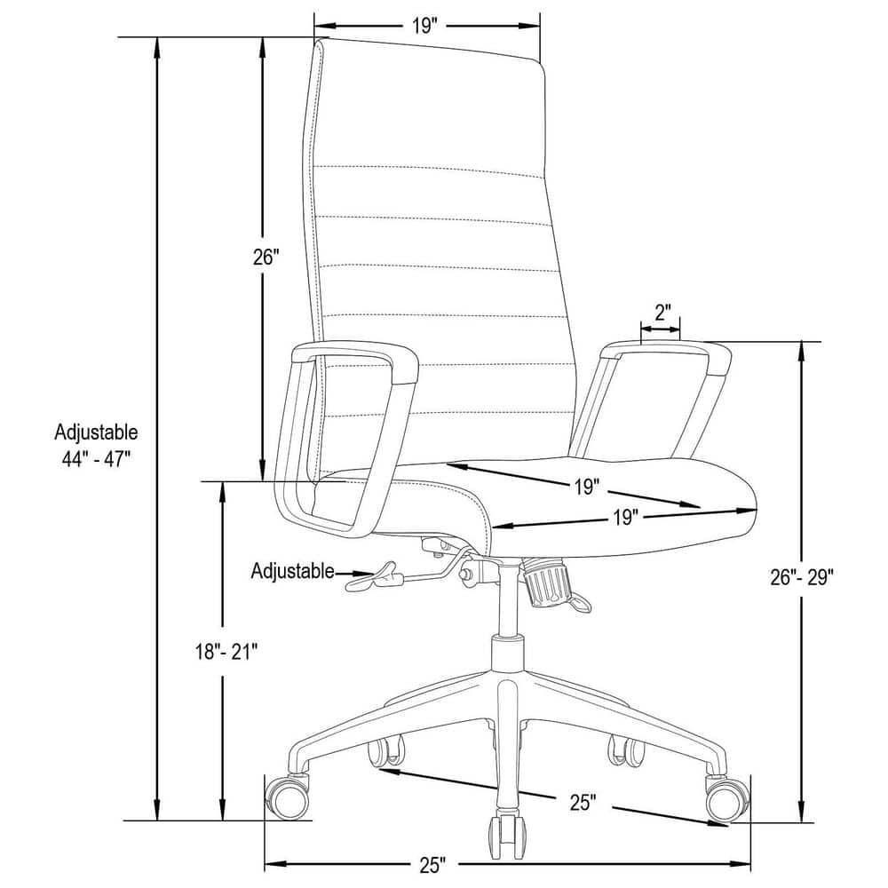 LeisureMod Hilton High-Back Adjustable Office Conference Chair Upholstered in Leather with Steel Frame in Tan