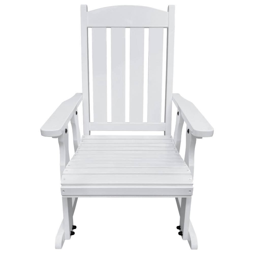 Innovaze Solid Wood Rocking Chair for Indoor or Outdoor Patio and Porch, White