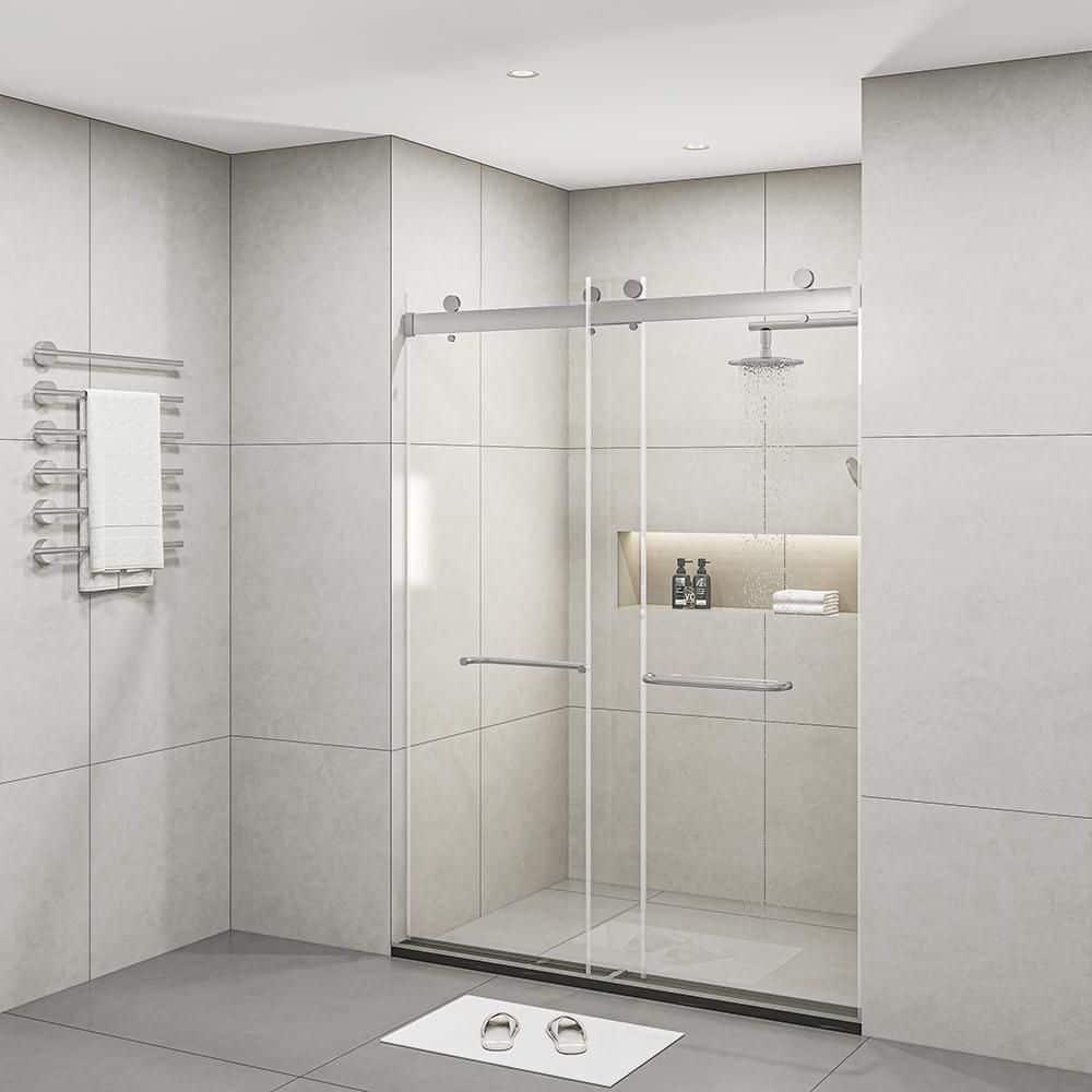 PET STOP LLC F5YDNC1F0736Q 60" Width x 76"Height Shower Doors with 3/8"(10mm) Clear Tempered Glass
