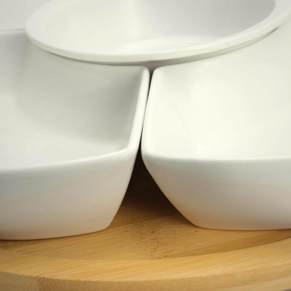 6pc Stoneware Beautiful Party Serving Set White - Elama: Entertaining Serveware & Condiment Bowls
