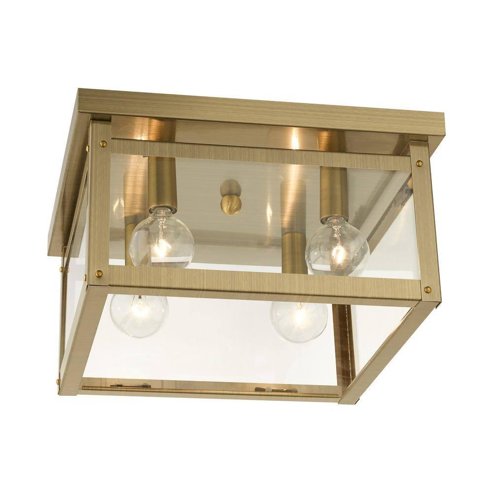 Livex Lighting Milford 4 - Light Flush Mount in  Antique Brass
