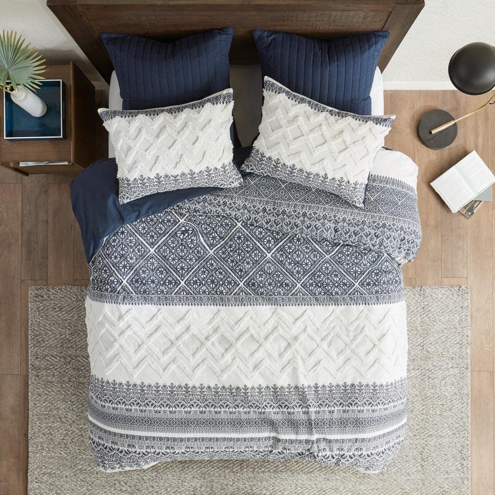 INK+IVY Mila Cotton Duvet Cover Set with Chenille Tufting