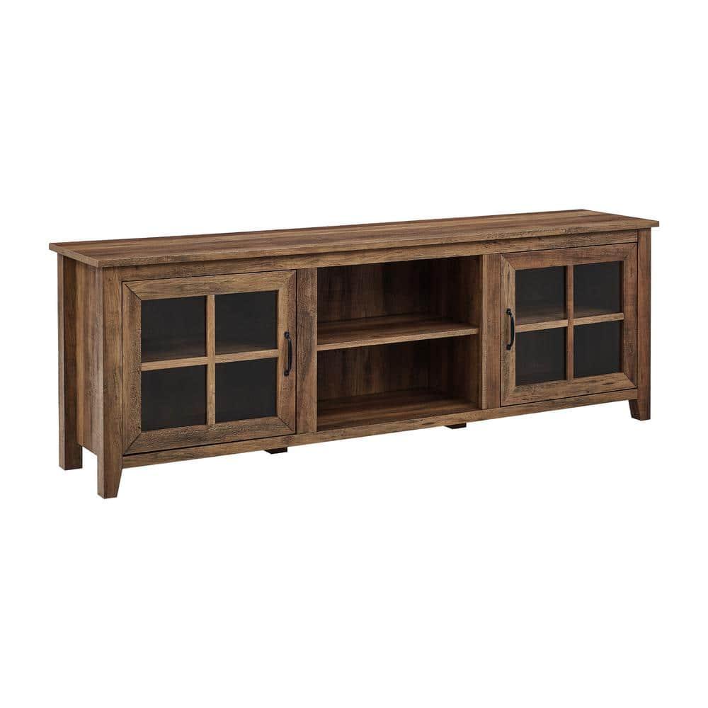 Rustic Oak 70" Farmhouse TV Stand with Cabinet
