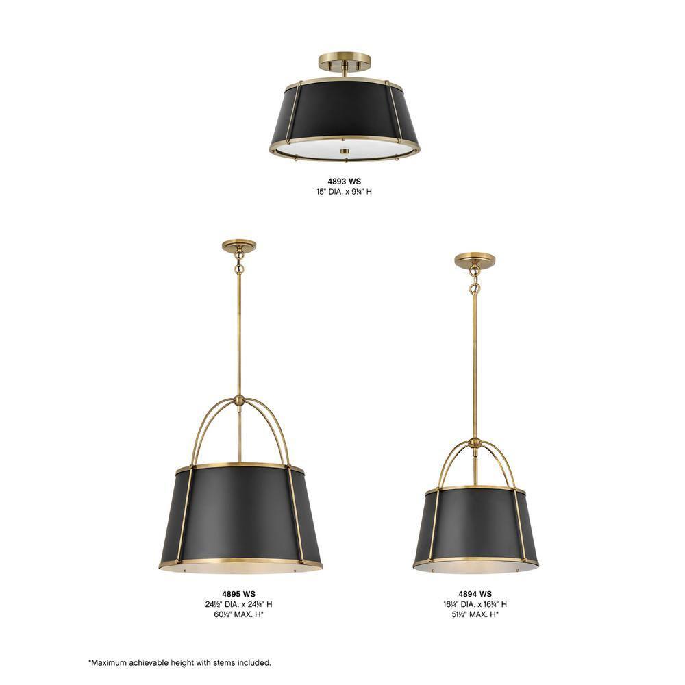 4894WS-Hinkley Lighting-Clarke - 12W 1 LED Large Pendant-16.25 Inches Tall and 16.25 Inches Wide-Warm Brass Finish