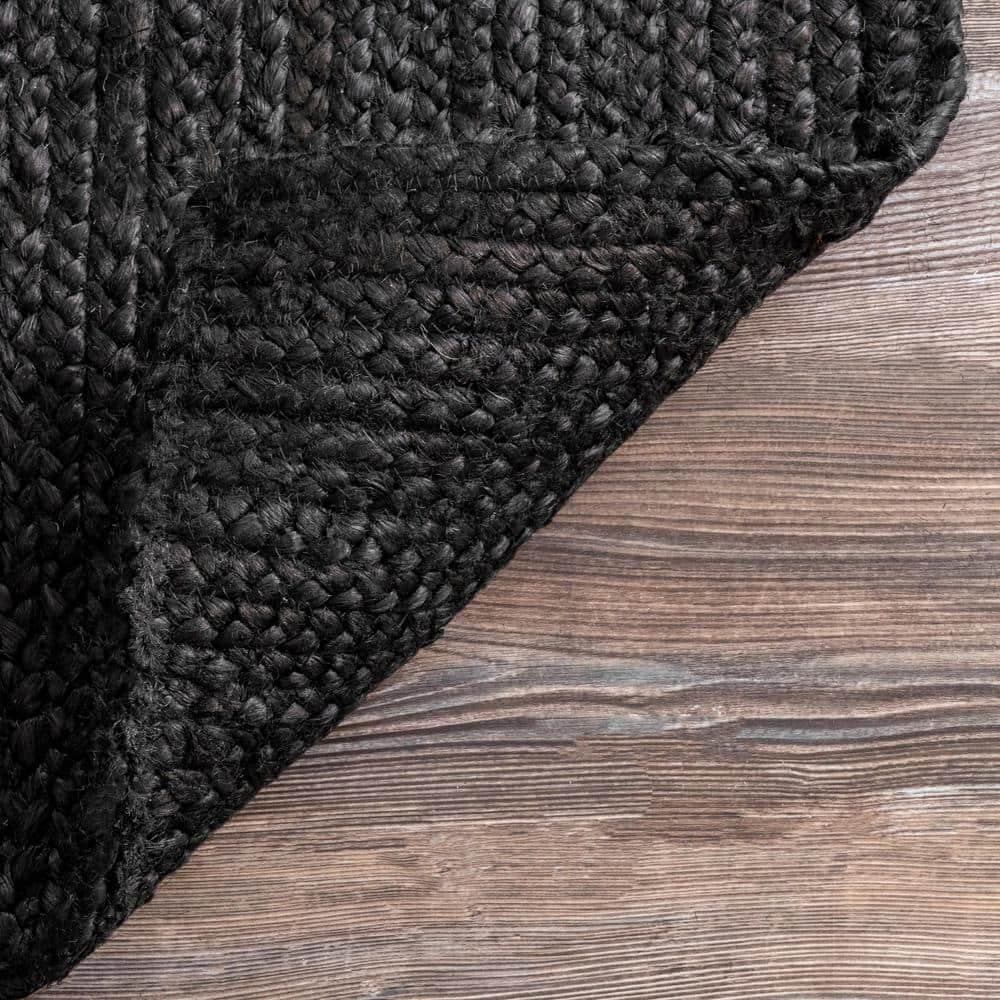 nuLOOM Rigo Hand Woven Jute Black 4' Farmhouse Round Rug