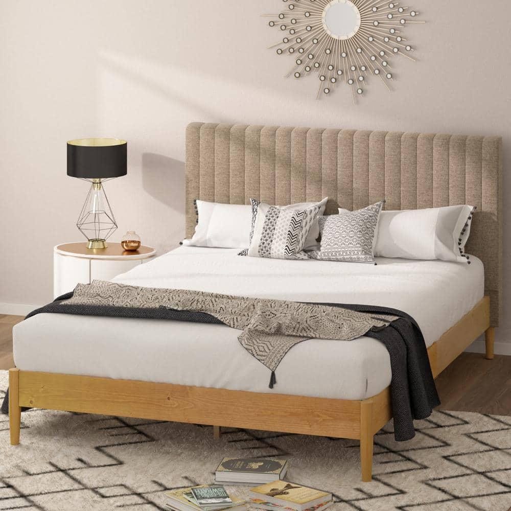 Zinus Amelia 41" Wood Platform Bed Frame with Upholstered Headboard, Full