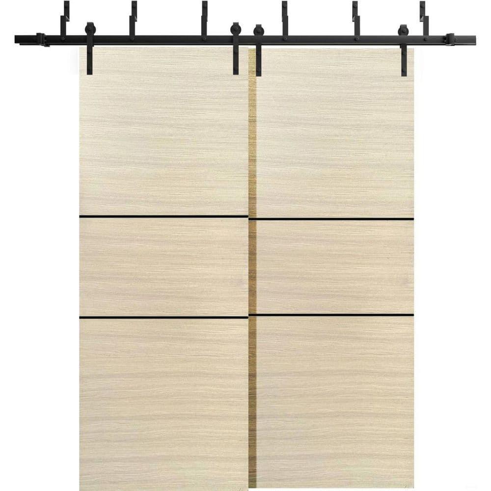 SARTODOORS 84'' Solid + Manufactured Wood Paneled Sliding Closet Doors
