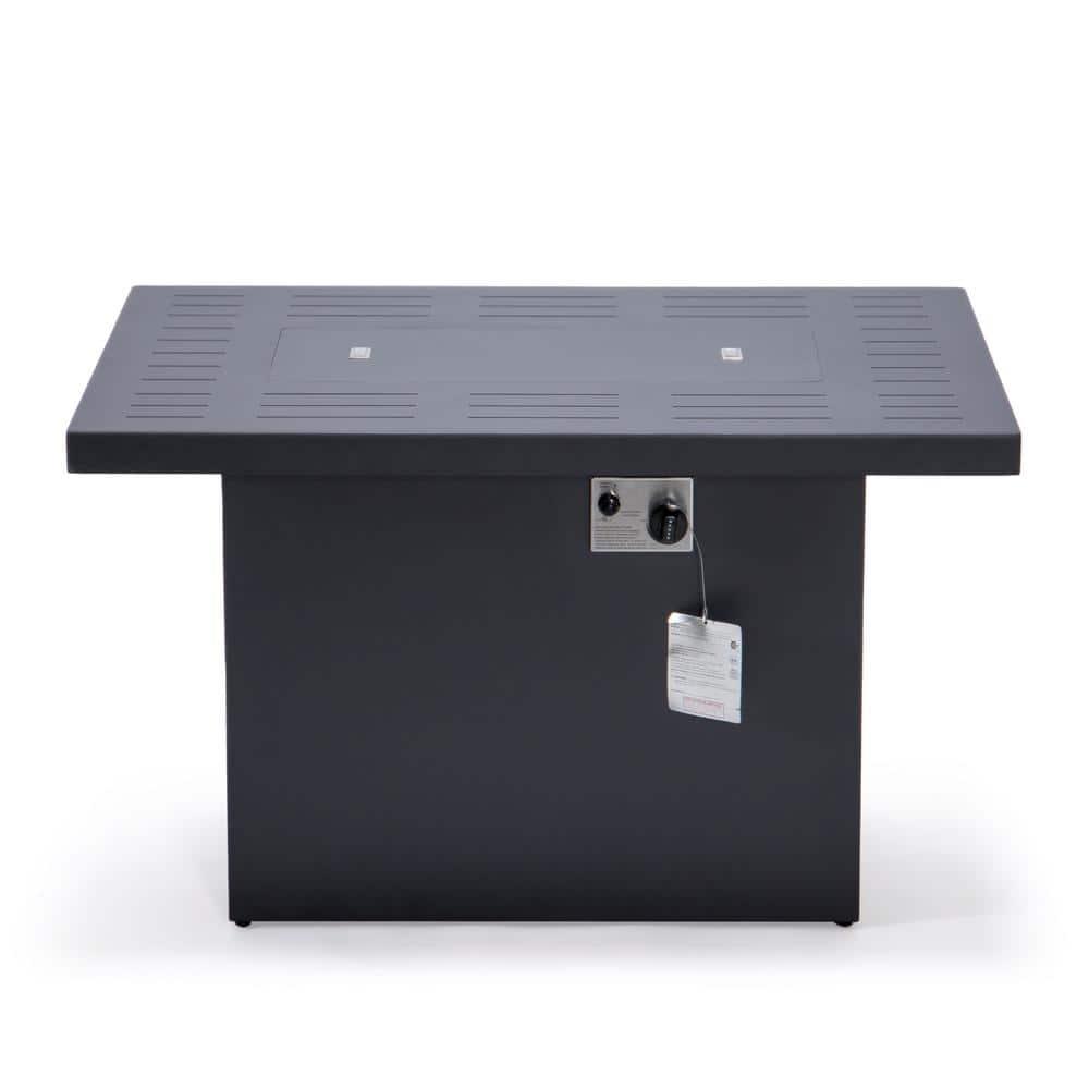 LeisureMod Chelsea Patio Modern Aluminum Propane Fire Pit Table in Black