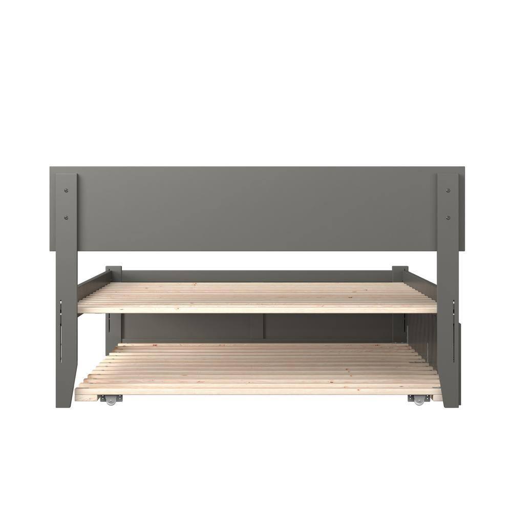Orlando Full Platform Bed with Flat Panel Foot Board and Full Size Urban Trundle Bed in Grey